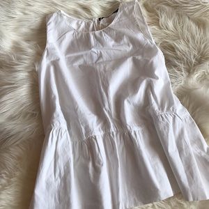 Zara White Cotton Sleeveless Top
